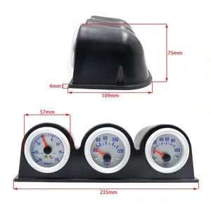 New 2'' 52MM Triple <strong>Gauge</strong> Kit for <strong>Car</strong> Meter Turbo Boost Water Temperature Oil Pressure <strong>Gauge</strong> - Product Image 2