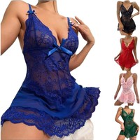 Nouvelle lingerie sexy de style européen et américain pour le commerce transfrontalier, ensemble robe en polyester brodé en dentelle et résille, demi-bonnet