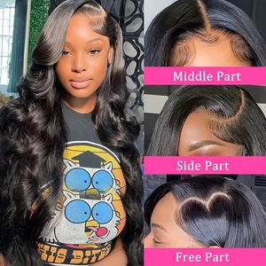 African 13*4 Front Lace Mesh Wig Headpiece Long Black Bangs Wavy Matte Loose Wave Style High-Temp Silk Wig Transparent Lace Body - Product Image 3