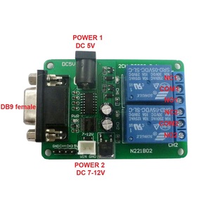 DC 5V 12V 2 Saluran RS232 Port Seri Kontrol Relay Papan SCM Antarmuka PC Relay DB9 Modul N221B02 - Product Image 2