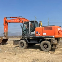 Excavatrice sur pneus Hitachi ZX210W-3 d'origine japonaise, moteur Isuzu Common Rail, modèle 2021, poids opérationnel de 20,8 tonnes, 122 kW, 0,91 m