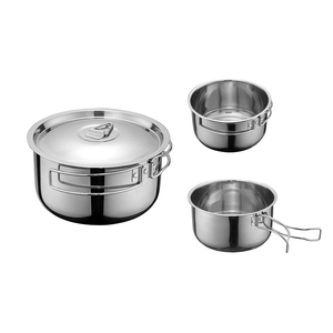 JOYOUS <span class=keywords><strong>Set</strong></span> di Pentole da Campeggio Portatile e Leggero in 5 Pezzi, Acciaio Inox 304, Manico Pieghevole, 2.0-3.0L - Product Image 2