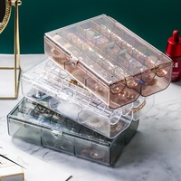 Boîte à bijoux multi-niveaux en plastique avec couvercle, anti-poussière et anti-oxydation, organisateur portable pour boucles d'oreilles et colliers, en stock, vente en gros directe usine