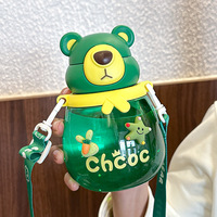 Nouvelle gourde en plastique sans BPA pour enfants, anti-fuite, avec paille, motif dessin animé portable, idéale pour l'été et les étudiants
