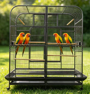 Gabbia per Pappagalli in Metallo Rinforzato, Moderna ed Ecologica, Extra Large, con Design Anti-Fuga e Rastrelliera Portaoggetti con Rotelle per Storni - Product Image 2