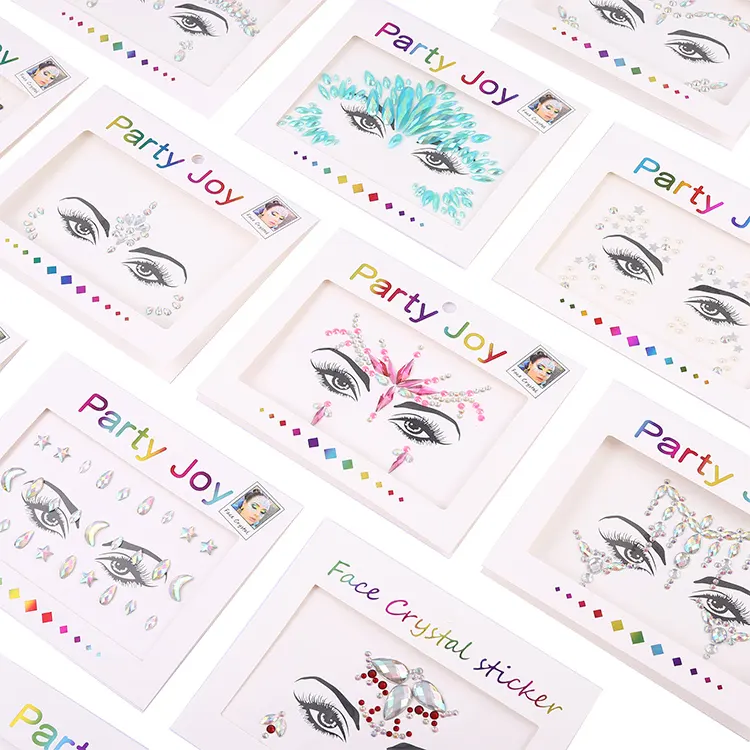 3D Sexy Face Tattoo Stickers Temporary Tattoos Glitter Rhinestones For Women Party Face Jewels Tattoo