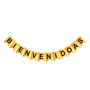 Guirlande de fête 'Bienvenidas' avec lettres dorées, noir, 14 pièces, 4M - Product Image 2