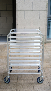 Chariot de support de cuisson <span class=keywords><strong>en</strong></span> <span class=keywords><strong>aluminium</strong></span> à 10 niveaux 660x510x965mm pour plateaux de four de boulangerie avec dessus <span class=keywords><strong>en</strong></span> <span class=keywords><strong>aluminium</strong></span> - Product Image 5