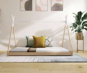 <span class=keywords><strong>Lit</strong></span> <span class=keywords><strong>tipi</strong></span> en bois moderne, taille double, <span class=keywords><strong>lit</strong></span> <span class=keywords><strong>au</strong></span> <span class=keywords><strong>sol</strong></span> pour enfants, Montessori, bois de pin massif, meubles de chambre durables pour garçons, filles, adolescents - Product Image 4