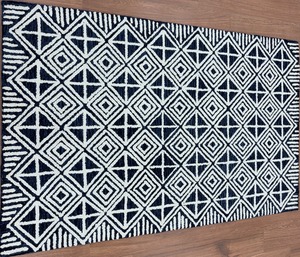 Alfombra Floral Azul Marino Hecha a Mano, Lavable, con Diseño Geométrico Moderno, Alfombra Suave de Primera Calidad para Dormitorio, Sala de Estar, Hogar Elegante - Product Image 2