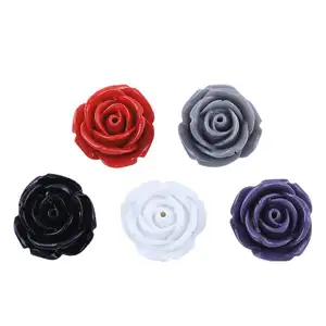 Venta al por mayor de colores mezclados, 18mm, flor de perla brillante, Rosa trasera plana para joyería DIY, funda de teléfono, accesorios para tarjetas de pelo