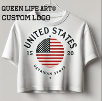 T-shirt crop 100% coton personnalisé avec logos imprimés ou brodés t-shirts essentiels en coton crop top t-shirt pour femmes