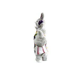 DAMAI Easter Bunny Resin Figurines Set of 4 Cute Rabbit with Easter Egg Ornaments Spring Home Tabletop Decor & Holiday Gift - Product Image 4