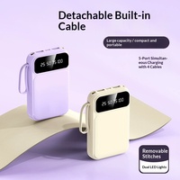 Nouvelle batterie externe mini 20000 mAh grande capacité avec câble intégré, alimentation portable pour mobile, matériau PVC, logo personnalisé