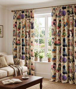 Cat Pajama Party <b>Curtain</b> Velvet Or Blackout Art Nouveau Window Each Panel Decorative Printed Drapes <b>for</b> Living Room Bedroom Kids - Product Image 3