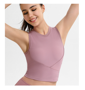 Top Deportivo Corto de Yoga para Mujer, Sin Mangas, con Cuello Redondo, Sujetador Incorporado, de Secado Rápido, para Gimnasio, Pilates y Entrenamiento - Product Image 4