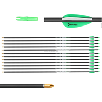Vente d'usine HT : Flèches de chasse en carbone pur ID 6,2 mm, 300-400 Spine, 30 pouces, pointes en acier, pour arc composé en plastique
