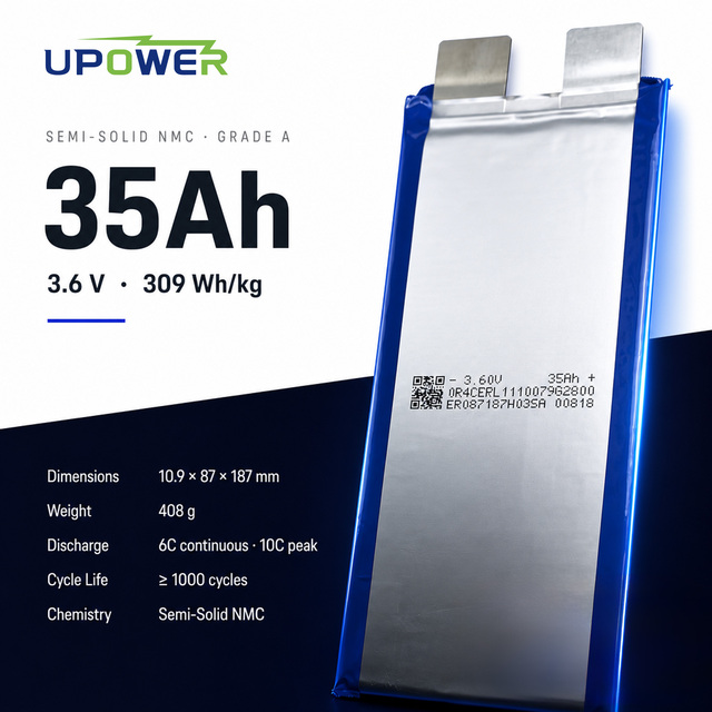 ULi Long Endurance Drone Lithium Battery 3.6V 35Ah 10C Pulse 408g with NMC Semi-Solid Chemistry for EVTOL Aircraft