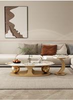Plaque de roche italienne haute brillance Table basse ovale extensible décorative pour la maison, la cuisine extérieure, l'hôpital ou l'appartement