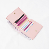 Dompet wanita klasik tahan lama, dompet Multi fungsi Slick, tas kartu ganda