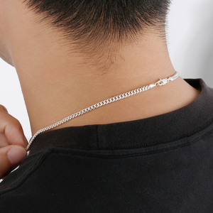 Cadena de Eslabones Cubanos de 3mm en Acero Inoxidable Bañado en Plata de Ley 925 para Hombre y Mujer, Joyería Hip Hop, Regalos, Collar Cubano de Miami Relleno S925 - Product Image 6