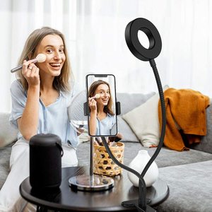 Anneau lumineux <span class=keywords><strong>de</strong></span> <span class=keywords><strong>Table</strong></span> Flexible LED avec support <span class=keywords><strong>de</strong></span> téléphone portable, pour streaming en direct/maquillage, 3 Modes d'éclairage, tout Mobile - Product Image 3