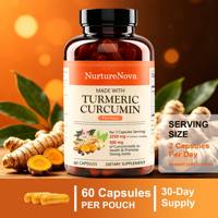 Capsules de curcuma et gingembre à marque privée, 60 capsules, complément alimentaire à base de plantes, service OEM ODM