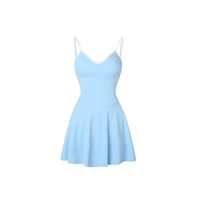 Robe de sport pour femme à bretelles spaghetti, col en V, ourlet évasé, avec logo personnalisé, pour yoga et tennis, en nylon et élasthanne, vêtement de fitness