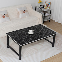 Nappe de table noire RNPT en PVC, motif botanique argenté, rectangulaire, en vinyle décoratif pour hôtel et restaurant
