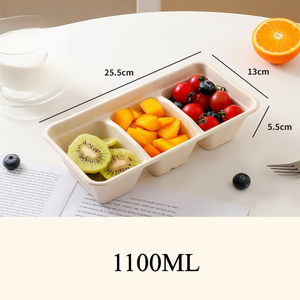 1100ml 3중 일회용 친환경 재활용 소재 크라프트 펄프 과일 컷팅 박스 투명 뚜껑 (스낵, 스시, 껌 등에 적합) - Product Image 3