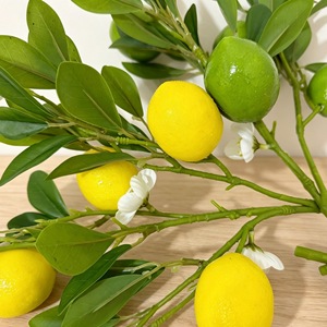 Citron artificiel à tige unique 60 cm en plastique, fausse décoration fruitière pour la maison, arrangement de fruits porte-bonheur sans pot - Product Image 4