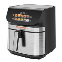 Friteuse à air numérique GIAYOL sans huile 6L/8L 1800W avec écran couleur, en acier inoxydable, revêtement antiadhésif PTFE, contrôlée par application, pour usage domestique