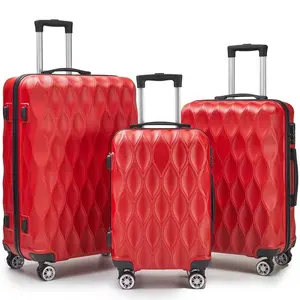 यूरो शैली Valize कस्टम क्लासिक लाल रंग संयोजन ताला ट्राली सूटकेस रोलिंग 3pcs सामान सेट