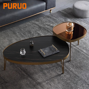 Puruo Phật Sơn <span class=keywords><strong>Coffe</strong></span> bảng Set phòng khách thiết kế mới nóng bán và Bàn cà phê đen - Product Image 4