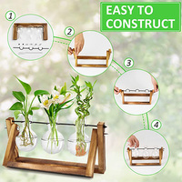 Station de propagation hydroponique d'intérieur en bois pour plantes, terrarium, vase à bulbes pour plantes aériennes de bureau, pour jardin