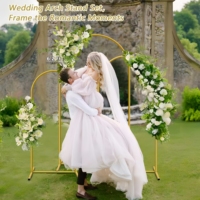 Stand backdrop lengkung tinggi berbahan logam emas untuk pajangan balon dan bunga, cocok untuk pesta ulang tahun, acara bridal shower, dan pernikahan.