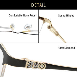 Gafas de metal con media montura Greyjack para mujer, lentes planas, montura mediana, SF9020, gafas para miopía - Product Image 2