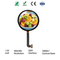 Layar Sentuh AMOLED Bulat 1,43 Inci 466x466 Modul LCD QSPI 850nit Layar OLED dengan Luminansi Tinggi