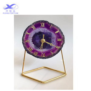 2022 nouveau Design de luxe Style européen Vintage pierre de marbre naturel <span class=keywords><strong>Onyx</strong></span> gemme horloge murale décoration de la maison Table horloge murale - Product Image 1