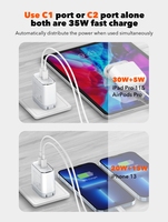 LDNIO A2528M Port USB MFi 35W PD WalCharger Adaptateur Chargeur portable avec câble USB C Chargeur portable pour téléphone portable