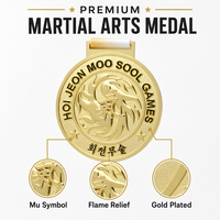 Médaille personnalisée pour arts martiaux, plaquée or, en alliage de zinc, récompense sportive de championnat, souvenir de compétition, tournoi, OEM