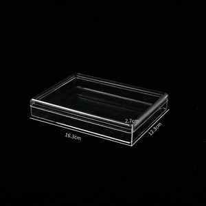 Clear PS Plastic <b>Storage</b> <b>Box</b> Rectangular 16.3x12.3x2.7cm Thick Desktop Organizer for <b>Small</b> Items - Product Image 1