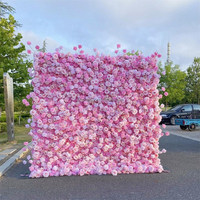 8ft X 8ft Seide künstliche rosa Rose Blumen wand Luxus dekorative Blumen wand Hintergrund