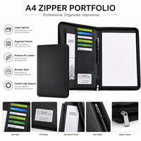 Portafolio de Cuero PU A4 con Cierre y Logotipo Personalizado, Bolsa Premium para Documentos con Ranuras para Tarjetas y Ventana para Identificación, Organizador de Oficina, Venta al Por Mayor