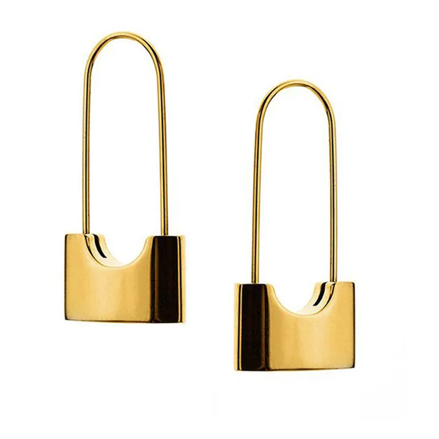 Wholesale Popular New Design Fashion Statement EarringsINS Style Cool Wind Plated 18K Gold Ear Padlock Earrings For Women