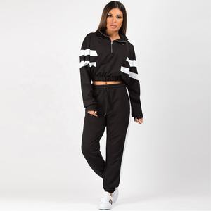 PIHA SPORTS Ensemble de survêtement polaire écologique à séchage rapide pour femme, sweat-shirt à rayures à manches longues et hoodie + pantalon, 2 pièces, 4 Coolers - Product Image 1