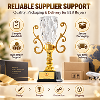 Trophée en cristal cannelé transparent avec logo personnalisé pour événement, anniversaire, souvenir