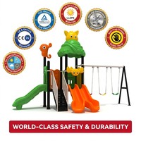 SageDelightRides Aire de jeux extérieure personnalisée avec toboggan double vague, balançoires triples, escaliers et rampes en acier pour enfants, fabricant pour collectivités