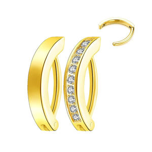 حلقة السرة من التيتانيوم ASTM F136 للبيع بالجملة، مرصعة بالزركون المكعب، بنمط منحني، مجوهرات ثقب السرة للنساء - Product Image 3