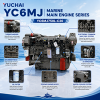 Moteur diesel marin Yuchai série YC6MJ 1500 tr/min 1800 tr/min 2100 tr/min 2300 tr/min 2400 tr/min pour navires de transport de marchandises et navires gouvernementaux